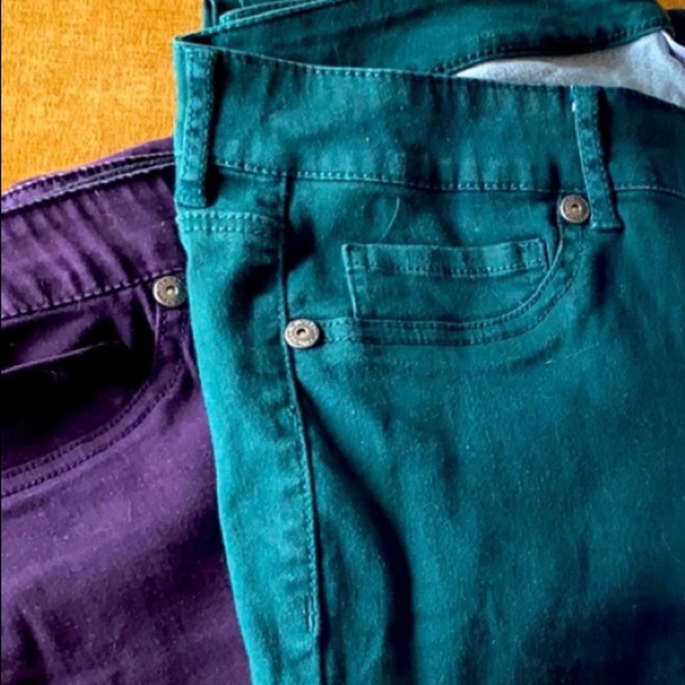 Maurices Jeggings Bundle (Dk Purple, Forrest Green, Black)